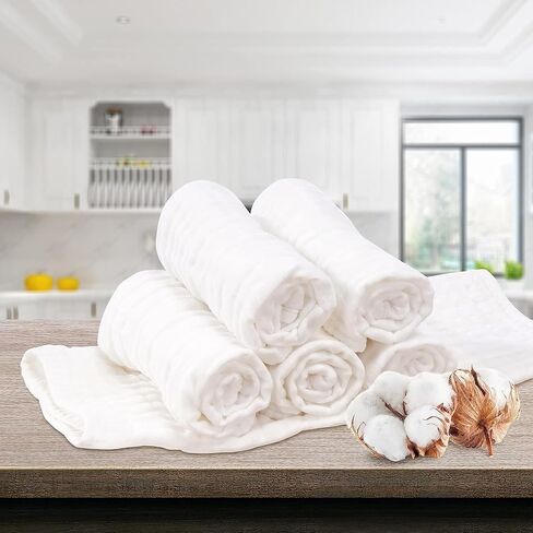 ويزوت قماش تجشؤ من قطن الموسلين بنسبة 100% للاطفال، عبوة من 6 قطع كبيرة 20 انش × 10 انش ناعمة وذات قدرة على الامتصاص للاولاد والبنات، ابيض in Kuwait