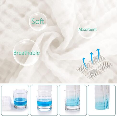 ويزوت قماش تجشؤ من قطن الموسلين بنسبة 100% للاطفال، عبوة من 6 قطع كبيرة 20 انش × 10 انش ناعمة وذات قدرة على الامتصاص للاولاد والبنات، ابيض in Kuwait