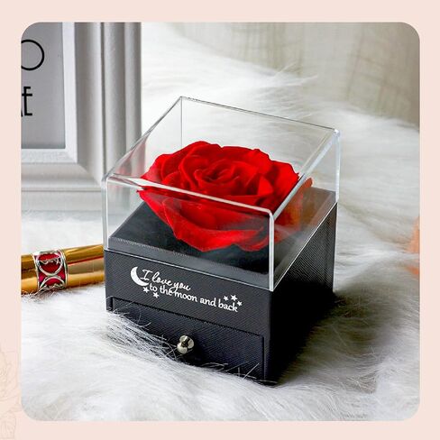 MUAZIDA Preserved Rose with Necklace, Preserved Flower, Gifts for Mom, Rose Birthday Gift, Romantic Gifts for Her, Eternal Rose Flower Gift in Saudi Arabia