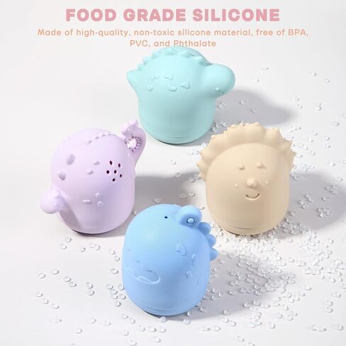 Silicone Bath Toys, Squeezable Bathtub Toys for Toddle 6-12-18 Months+, Kids-Friendly Bath Toys, Baby Shower Toys for Kids 1-3 in Saudi Arabia