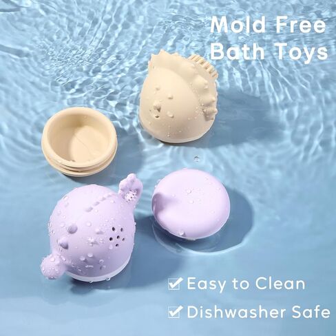 Silicone Bath Toys, Squeezable Bathtub Toys for Toddle 6-12-18 Months+, Kids-Friendly Bath Toys, Baby Shower Toys for Kids 1-3 in Saudi Arabia