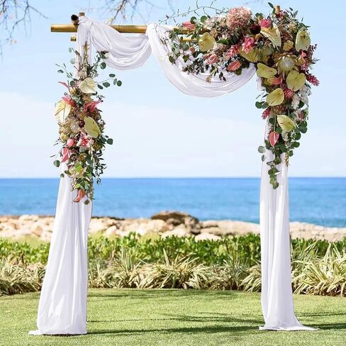 LINXTAR Wedding Arch Draping Fabric 30'' x 18FT Sheer Chiffon Arch Drape Backdrop 1 Panel Teal Drape for Summer Wedding Bridal Shower Baby Shower Photo Booth Church Birthday Party Outdoor Decoration in Saudi Arabia