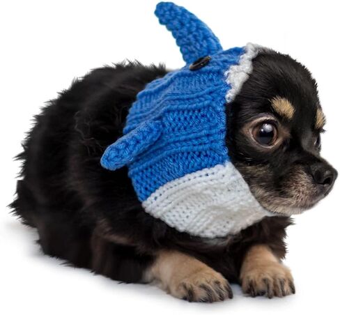 زي قرش رمادي من Zoo Snoods للكلاب، مقاس متوسط ​​- غطاء رأس دافئ بدون رفرف للحيوانات الأليفة، زي للكلاب للشتاء والهالوين والكريسماس ورأس السنة الجديدة، أغطية أذن مصنوعة يدويًا من خيوط الغزل الناعمة - رمادي in Kuwait