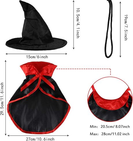 2 Pieces Halloween Cat Costume Pet Vampire Cloak Witch Cape and Hat for Cat Kitten Puppy Cosplay Halloween Party Supplies in Saudi Arabia