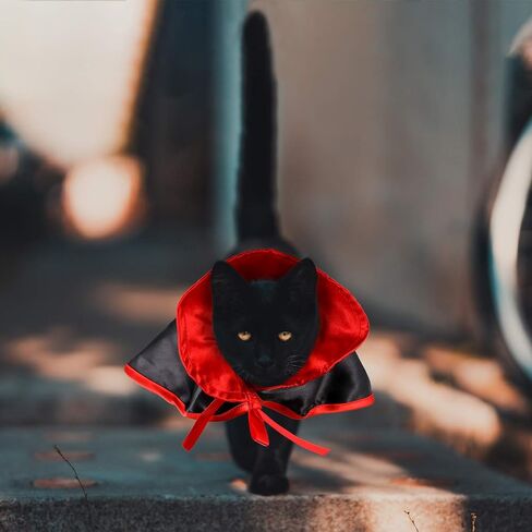 2 Pieces Halloween Cat Costume Pet Vampire Cloak Witch Cape and Hat for Cat Kitten Puppy Cosplay Halloween Party Supplies in Saudi Arabia