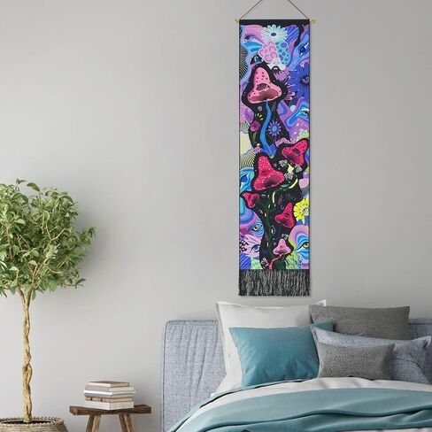 Lyacmy Blacklight Mushroom UV Reactive Vertical Tapestry Eyes Tapestries Colorful Flower Tapestry Abstract Art Tapestry Glow in The Dark Wall Hanging for Home Decor Room (12.8 x 51.2 inches) in Kuwait