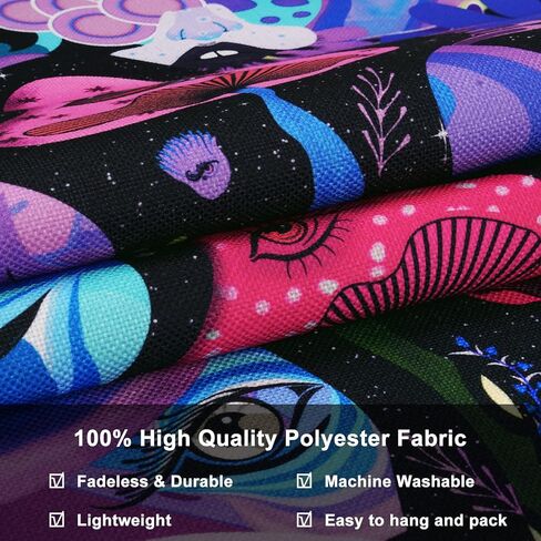 Lyacmy Blacklight Mushroom UV Reactive Vertical Tapestry Eyes Tapestries Colorful Flower Tapestry Abstract Art Tapestry Glow in The Dark Wall Hanging for Home Decor Room (12.8 x 51.2 inches) in Kuwait