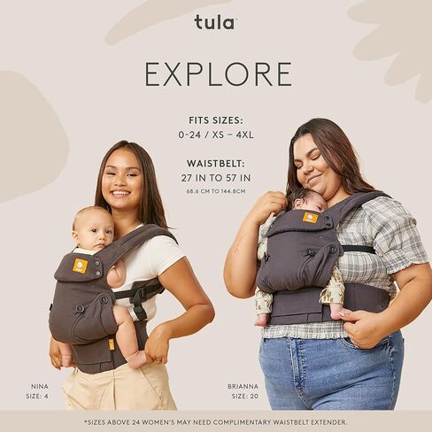 Baby Tula Explore Baby Carrier 7-45 LB, Adjustable Newborn to Toddler Carrier, Multiple Ergonomic Positions, Front and Back Carry, Hemp - Agate in Kuwait