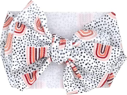 Baby Headband Bows Turban Knotted Headwrap for Baby Girls,Pack of 8 | Stretchy turban headwraps,Soft fabric,Breathable material,Big bows,Newborn infant,Donut pattern in Saudi Arabia