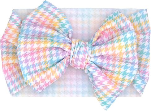 Baby Headband Bows Turban Knotted Headwrap for Baby Girls,Pack of 8 | Stretchy turban headwraps,Soft fabric,Breathable material,Big bows,Newborn infant,Donut pattern in Saudi Arabia