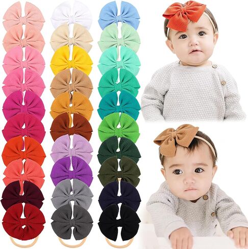 30 قطعة من أقواس الأطفال من CÉLLOT، عصابات رأس من النايلون، مقاس 4.5 بوصة، أقواس شعر مطاطية للفتيات الصغيرات حديثي الولادة والأطفال الصغار، إكسسوارات شعر الأطفال in Kuwait