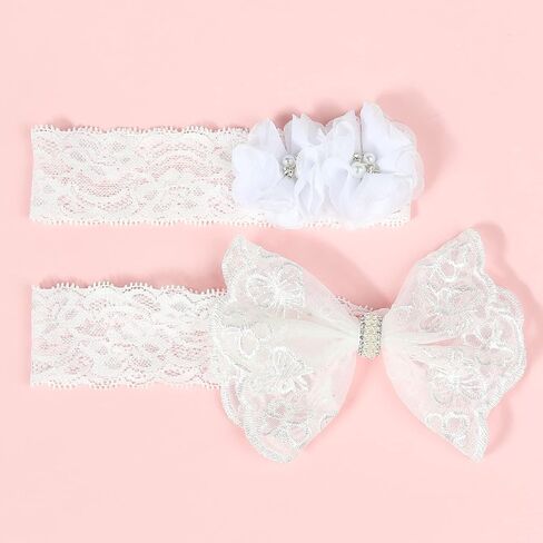 BBTDIN Baptism Christening Headbands Baby Girls Flower Lace Hair Hand White Bow BBG11 (B1-Bow with Cross) in Saudi Arabia