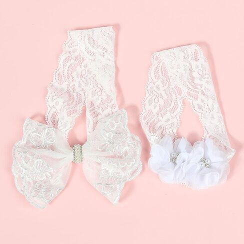 BBTDIN Baptism Christening Headbands Baby Girls Flower Lace Hair Hand White Bow BBG11 (B1-Bow with Cross) in Saudi Arabia