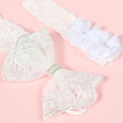 BBTDIN Baptism Christening Headbands Baby Girls Flower Lace Hair Hand White Bow BBG11 (B1-Bow with Cross) in Saudi Arabia