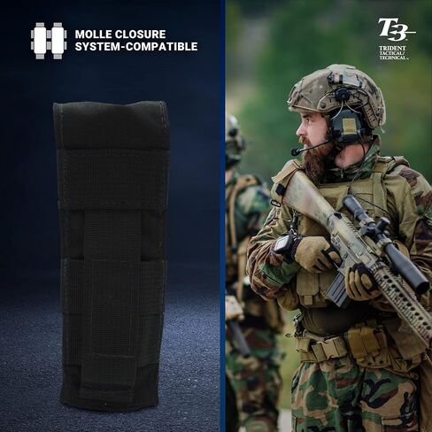حقيبة مصباح يدوي T3، حافظة مصباح يدوي متوافقة مع MOLLE مع حامل حزام، ملحقات حزام MOLLE، حامل مصباح يدوي تكتيكي، أسود in Kuwait