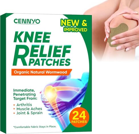 رقع تخفيف الركبة من سينيو، 24 قطعة من لاصق الركبة الدافئ بالنباتات الطبيعية، تخفف الانزعاج العميق من التهاب المفاصل وعضلات الرقبة والكتف، سريعة المفعول in Kuwait