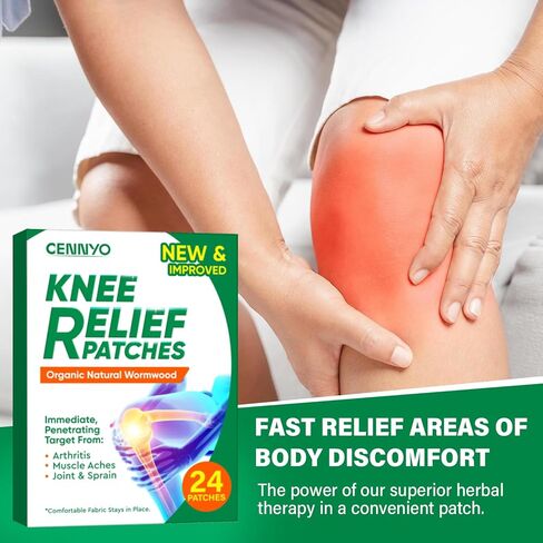 رقع تخفيف الركبة من سينيو، 24 قطعة من لاصق الركبة الدافئ بالنباتات الطبيعية، تخفف الانزعاج العميق من التهاب المفاصل وعضلات الرقبة والكتف، سريعة المفعول in Kuwait