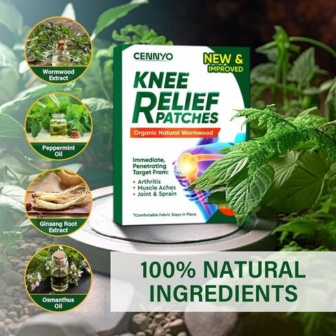 رقع تخفيف الركبة من سينيو، 24 قطعة من لاصق الركبة الدافئ بالنباتات الطبيعية، تخفف الانزعاج العميق من التهاب المفاصل وعضلات الرقبة والكتف، سريعة المفعول in Kuwait