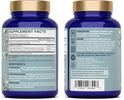 Abundant Earth Natural Sleep Aid for Adults Minding Down Sleep Support Supplement Max Strength Deep Sleep Supplement Without Melatonin to Calm & Restore The Sleeping Cycle + Magnesium, GABA 60ct in Saudi Arabia