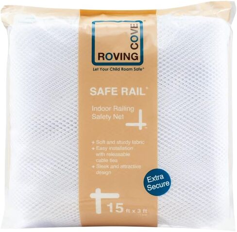 Roving Cove Stair Guard Guard 10ft x 3ft، شبكة أمان درابزين لحماية الطفل، غطاء سلم سلامة الطفل، شبكة شرفة، أبيض لؤلؤي in Kuwait