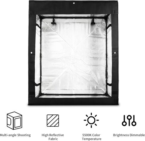 صندوق صور كبير سيلنز، 157.52 سم × 119.38 سم × 78.74 سم خيمة تصوير ذات إضاءة قابلة للتعديل مع 6 شرائط إضاءة LED، إضاءة مستمرة للفيديو مع 2 مشبك خلفية وحلقة in Kuwait