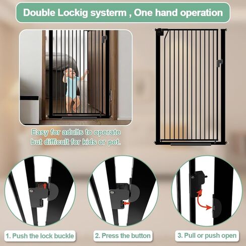 بوابة الحيوانات الأليفة الطويلة جدًا للقطط مقاس 59 بوصة، بوابة الحيوانات الأليفة الطويلة المثبتة على الضغط بعرض 29.5-32.6 بوصة، بوابة الحيوانات الأليفة الآمنة سهلة الإغلاق التلقائي للقطط والكلاب للسلالم الداخلية والمداخل والمطبخ in Kuwait