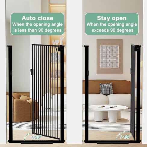 بوابة الحيوانات الأليفة الطويلة جدًا للقطط مقاس 59 بوصة، بوابة الحيوانات الأليفة الطويلة المثبتة على الضغط بعرض 29.5-32.6 بوصة، بوابة الحيوانات الأليفة الآمنة سهلة الإغلاق التلقائي للقطط والكلاب للسلالم الداخلية والمداخل والمطبخ in Kuwait