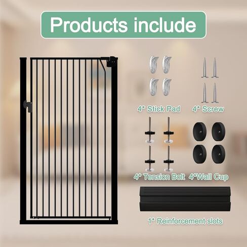 بوابة الحيوانات الأليفة الطويلة جدًا للقطط مقاس 59 بوصة، بوابة الحيوانات الأليفة الطويلة المثبتة على الضغط بعرض 29.5-32.6 بوصة، بوابة الحيوانات الأليفة الآمنة سهلة الإغلاق التلقائي للقطط والكلاب للسلالم الداخلية والمداخل والمطبخ in Kuwait