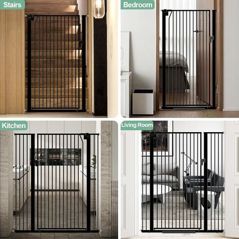 بوابة الحيوانات الأليفة الطويلة جدًا للقطط مقاس 59 بوصة، بوابة الحيوانات الأليفة الطويلة المثبتة على الضغط بعرض 29.5-32.6 بوصة، بوابة الحيوانات الأليفة الآمنة سهلة الإغلاق التلقائي للقطط والكلاب للسلالم الداخلية والمداخل والمطبخ in Kuwait
