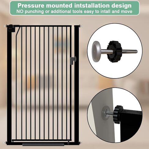 بوابة الحيوانات الأليفة الطويلة جدًا للقطط مقاس 59 بوصة، بوابة الحيوانات الأليفة الطويلة المثبتة على الضغط بعرض 29.5-32.6 بوصة، بوابة الحيوانات الأليفة الآمنة سهلة الإغلاق التلقائي للقطط والكلاب للسلالم الداخلية والمداخل والمطبخ in Kuwait