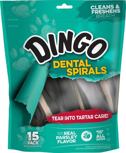 Dingo Tartar and Breath Dental Spirals for All Dogs, 15-Count in Saudi Arabia
