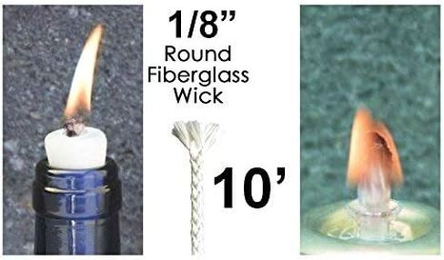1/8 بوصة × 10 بوصة فتيل مع الولايات المتحدة 1/8 بوصة × 10 أقدام دائرية من الألياف الزجاجية فتيل زيت الكيروسين وفوانيس بديلة لشمعة زجاجة النبيذ (18) 01 in Kuwait
