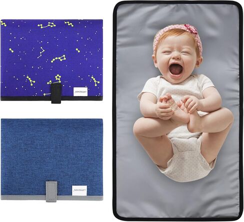 Baby Diaper Changing Pads, 2Pack Portable Changing Pad for Newborn Girl & Boy, Waterproof Travel Baby Changing Mat - Lightweight & Compact (Blue CX, Pure Blue) in Kuwait