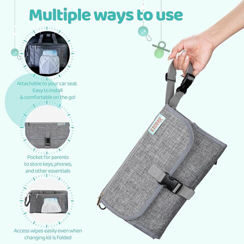 Diaper Changing Pad, Portable Changing Pad for Baby - Diaper Bag and Travel Changing Station | 2 in 1 Changing Mat & a Cooler | Baby Shower Registry | Newborn Baby Essentials - Unisex Baby Gifts in Saudi Arabia