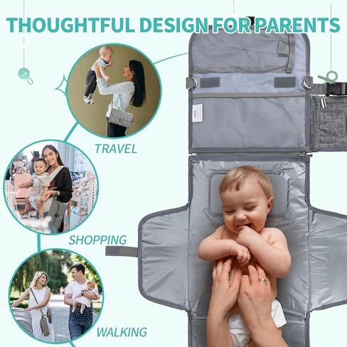 Diaper Changing Pad, Portable Changing Pad for Baby - Diaper Bag and Travel Changing Station | 2 in 1 Changing Mat & a Cooler | Baby Shower Registry | Newborn Baby Essentials - Unisex Baby Gifts in Saudi Arabia