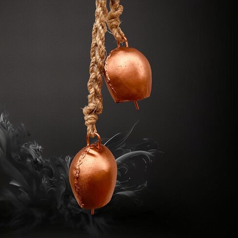 أجراس عيد الميلاد - أجراس حديدية معدنية معلقة لعيد الميلاد ديكور عتيق مع حبل معلق من الجوت - جرس بقرة مزخرف - مثالي لحفلات الزفاف - عيد الميلاد، الحفلات - إكليل عيد الميلاد in Kuwait