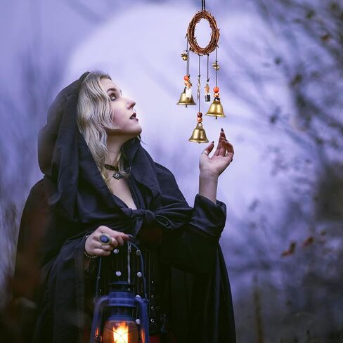 Tuanse 6 Pcs Witch Bells Protection Door Hanger Witch Wind Chimes Wreath Boho Handmade Wiccan Altar Bell Supplies Witch Decorations Hanging Bells Gift for Home Room Witchcraft Supplies in Saudi Arabia