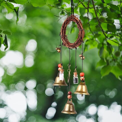 Tuanse 6 Pcs Witch Bells Protection Door Hanger Witch Wind Chimes Wreath Boho Handmade Wiccan Altar Bell Supplies Witch Decorations Hanging Bells Gift for Home Room Witchcraft Supplies in Saudi Arabia