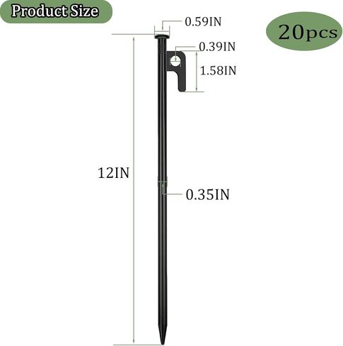 20Pcs12 Tent Stakes, Heavy Duty Metal Camping Stakes, Forged Steel Tent Pegs for Camping, Lawn Picnics and Other Outdoor Activities in Kuwait