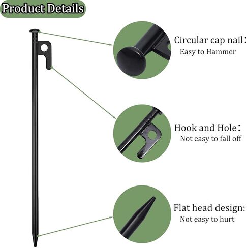 20Pcs12 Tent Stakes, Heavy Duty Metal Camping Stakes, Forged Steel Tent Pegs for Camping, Lawn Picnics and Other Outdoor Activities in Kuwait