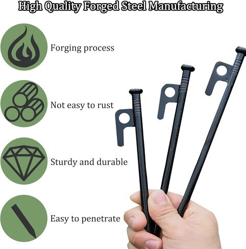 20Pcs12 Tent Stakes, Heavy Duty Metal Camping Stakes, Forged Steel Tent Pegs for Camping, Lawn Picnics and Other Outdoor Activities in Kuwait