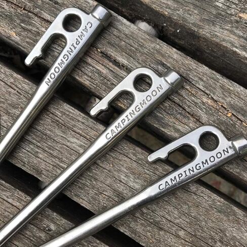 CAMPINGMOON 7.87-inch 8pcs Martensitic Stainless Steel 420J2 Hardened Forged Tent Stake Power Peg Ideal for Hard Ground R-20-8P… in Kuwait