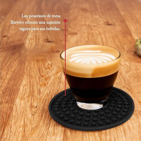 Barvivo Silicone Coasters with Holder Set of 8 - Cup Coasters for Indoor and Outdoor, Perfect Durable Coaster for Tabletop Protection, Anti Slip, Suitable for All Drinks & Table Types - Black in Saudi Arabia