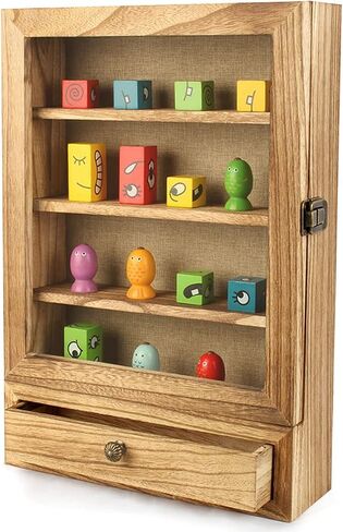 Shadow Box Frame with Drawers, 11" X 16" Large Deep Shadow Box Display Case with 3 Removable Shelves ，for Displaying Photo Souvenir Bouquet Collection (Carbonized ) in Saudi Arabia