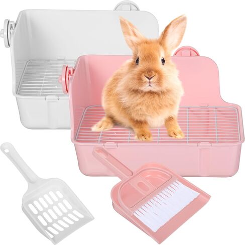 اتش اس اي اي صندوق فضلات الارانب، صندوق فضلات الارنب، صندوق فضلات للارانب، صندوق فضلات الحيوانات الصغيرة للارانب والخنزير الغيني وجاليسور والقوارض مصنوع من بلاستيك مستطيل من قطعتين in Kuwait