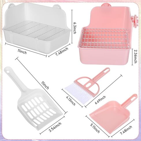 اتش اس اي اي صندوق فضلات الارانب، صندوق فضلات الارنب، صندوق فضلات للارانب، صندوق فضلات الحيوانات الصغيرة للارانب والخنزير الغيني وجاليسور والقوارض مصنوع من بلاستيك مستطيل من قطعتين in Kuwait