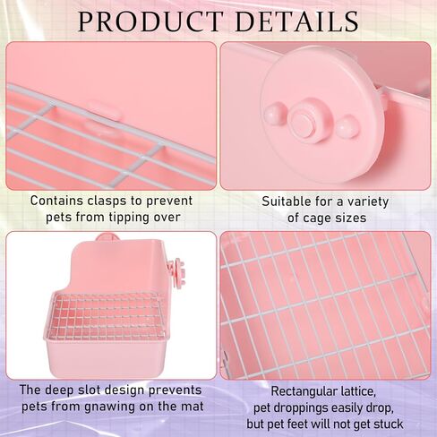 اتش اس اي اي صندوق فضلات الارانب، صندوق فضلات الارنب، صندوق فضلات للارانب، صندوق فضلات الحيوانات الصغيرة للارانب والخنزير الغيني وجاليسور والقوارض مصنوع من بلاستيك مستطيل من قطعتين in Kuwait