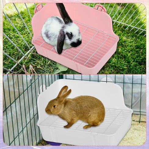 اتش اس اي اي صندوق فضلات الارانب، صندوق فضلات الارنب، صندوق فضلات للارانب، صندوق فضلات الحيوانات الصغيرة للارانب والخنزير الغيني وجاليسور والقوارض مصنوع من بلاستيك مستطيل من قطعتين in Kuwait