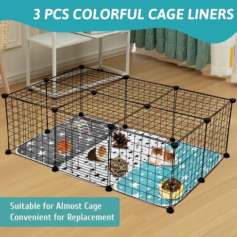 BNOSDM Guinea Pig Cage Liners 3 Packs Reusable Small Animals Pee Pads Washable Guinea Pig Bedding Highly Absorbent Cage Mats for Rabbits Hamsters Rats and Other Small Pets in Saudi Arabia