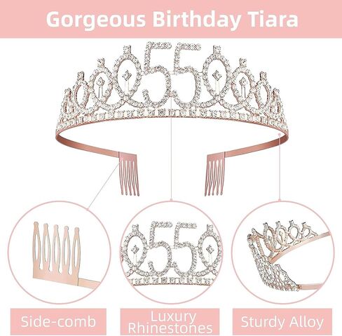 21st Birthday Gifts for Her, 21st Birthday Sash, 21st Birthday Tiara, 21st Birthday Cake Topper, Balloons, Pin and Candle Set, Rose Gold in Saudi Arabia